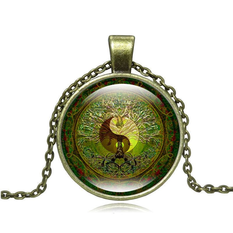 Collier Pendentif Yin Yang Mandala - vert
