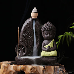 porte encens bouddha - fontaine encens boudha - encens naturel en jaune