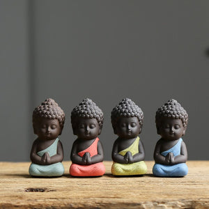 Statuette de Bouddha Feng Shui en Céramique 4 couleurs