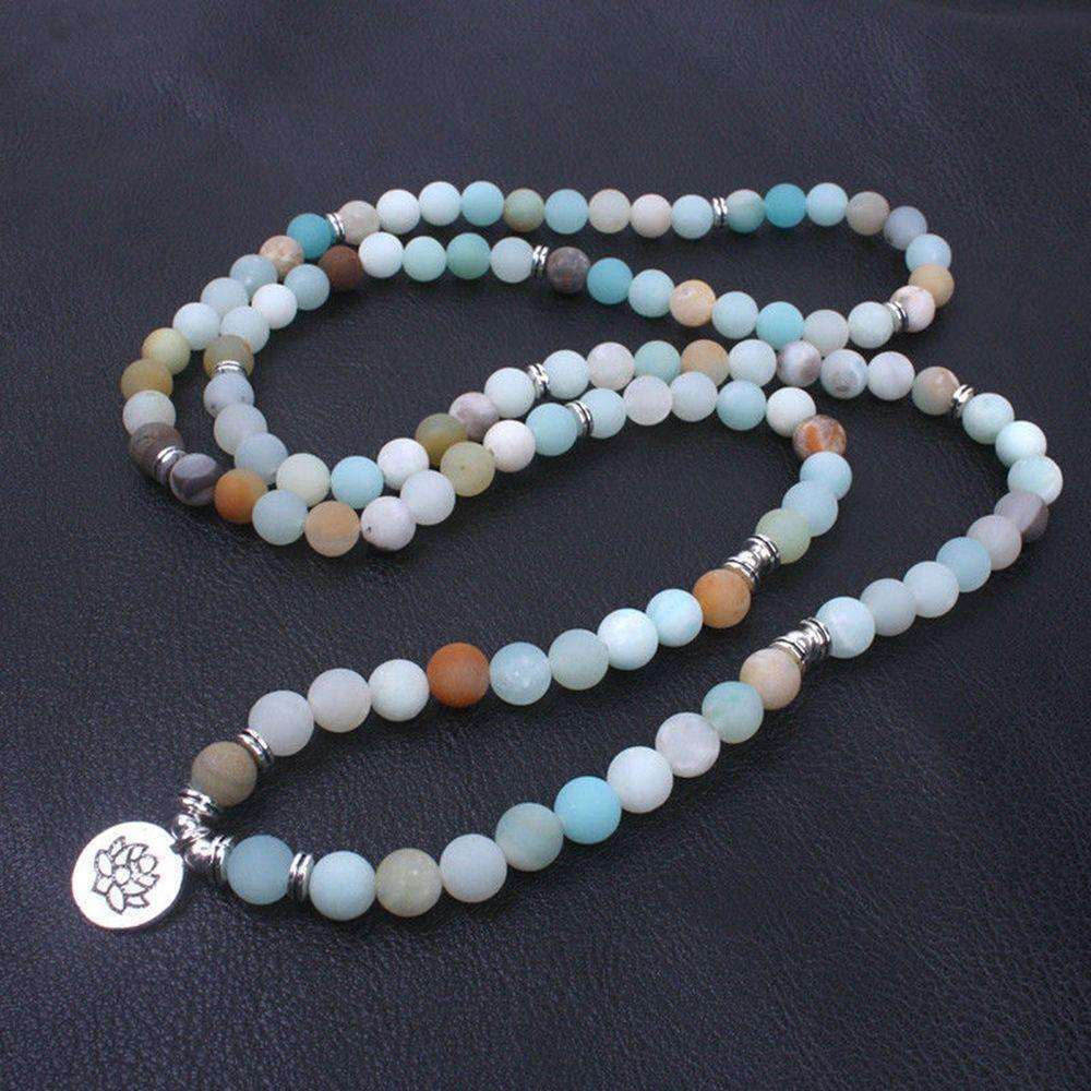Bracelet Pierre Naturelles Amazonite - Pendentif Lotus