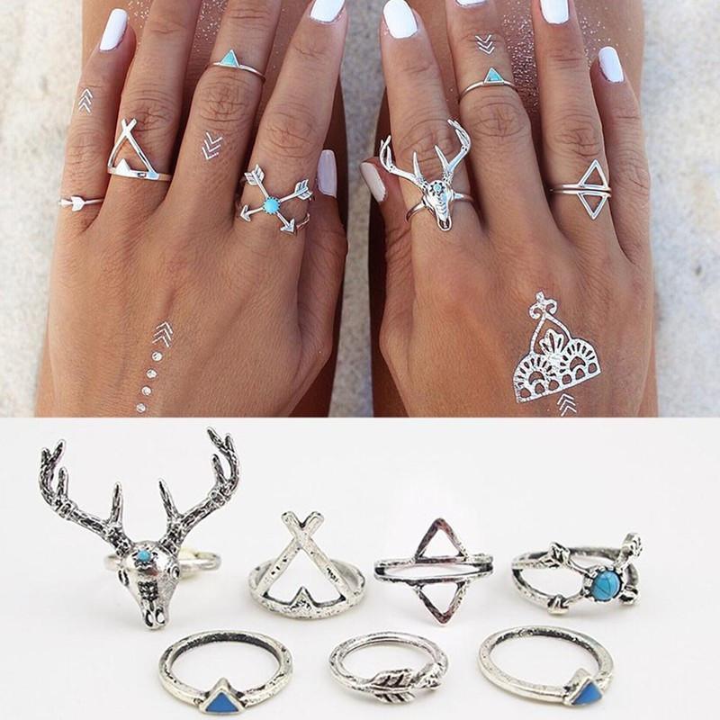 7 bagues Ethniques Vintage Bohème - bagues vintage