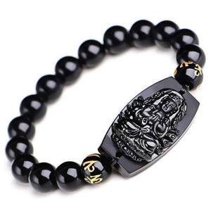 Bracelet Bouddha en obsidienne noire