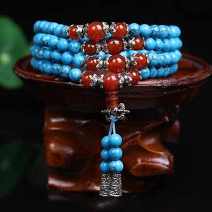 Bracelet Mala Bleu Turquoise - Bracelet de Méditation 5ème Chakra-bracelet mala-1-Top Zen-bijoux zen
