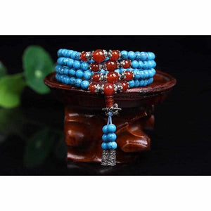 Bracelet Mala Bleu Turquoise - Bracelet de Méditation 5ème Chakra-bracelet mala-2-Top Zen-bijoux zen