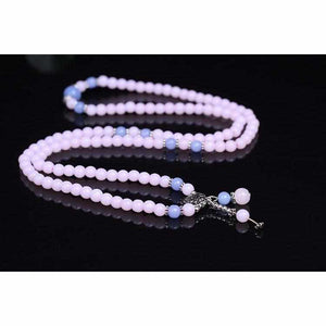 Bracelet Mala Tibétain 108 Pierres Naturelles de Calcedoine Bleue/Rose-BRACELET MALA-4-Top Zen-bijoux zen