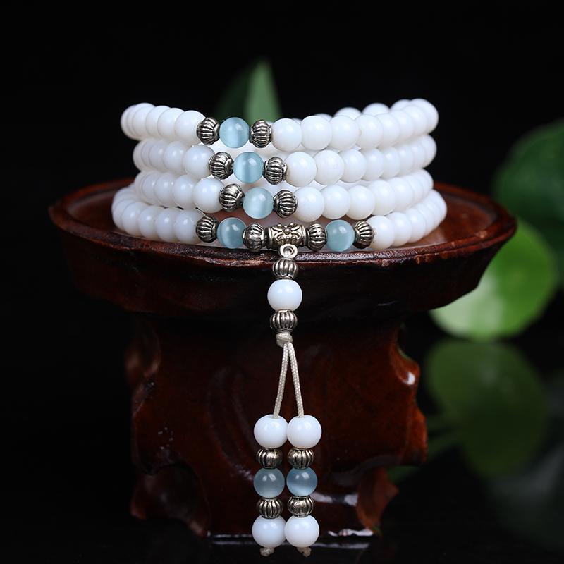 Bracelet Mala en Calcédoine Blanche
