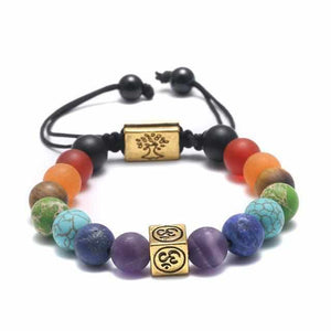 Bracelet 7 Chakras - Arbre de Vie & Om en Or - bijoux zen