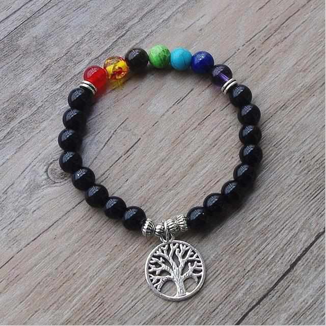 bracelet pierre 7 chakra et arbre de vie 