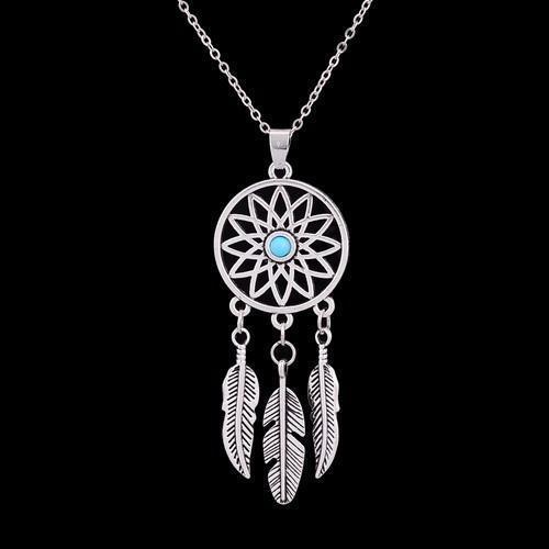 Collier Pendentif "Attrape Rêves"- Pierres Naturelles-pendentif-13-Plume-top-zen-bijoux zen