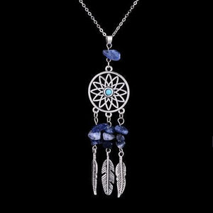 Collier Pendentif "Attrape Rêves"- Pierres Naturelles-pendentif-4-Lapis lazuli-top-zen-bijoux zen