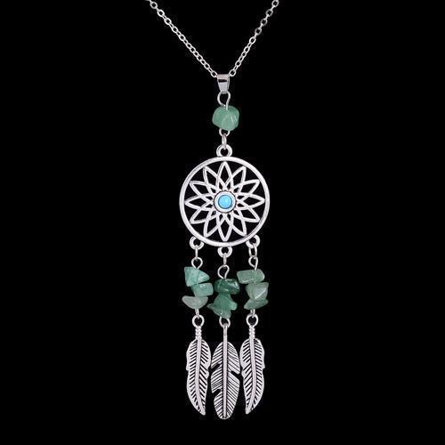 Collier Pendentif "Attrape Rêves"- Pierres Naturelles-pendentif-5-Vert Aventurine-top-zen-bijoux zen