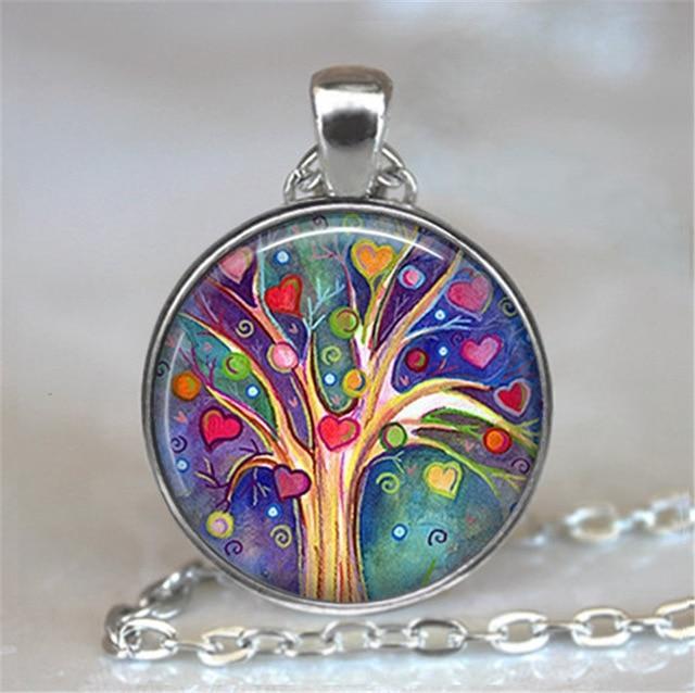 Collier Arbre de Vie Cœurs Multicolores