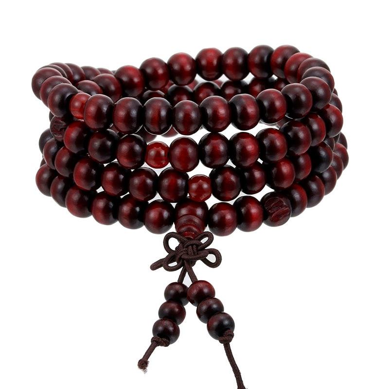 Mala Boudhiste De Medtitation - Bois De Santal Rouge  -bijoux zen