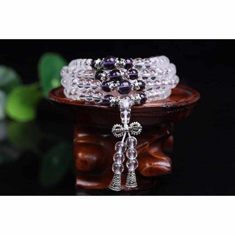 Mala Tibétain en Cristal Blanc- Collier Méditation -Sagesse & Sérénité-bracelet mala-2-Top Zen-bijoux zen