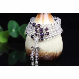 Mala Tibétain en Cristal Blanc- Collier Méditation -Sagesse & Sérénité-bracelet mala-3-Top Zen-bijoux zen
