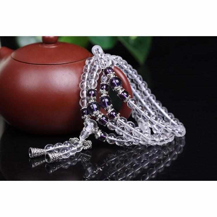 Mala Tibétain en Cristal Blanc- Collier Méditation -Sagesse & Sérénité-bracelet mala-4-Top Zen-bijoux zen