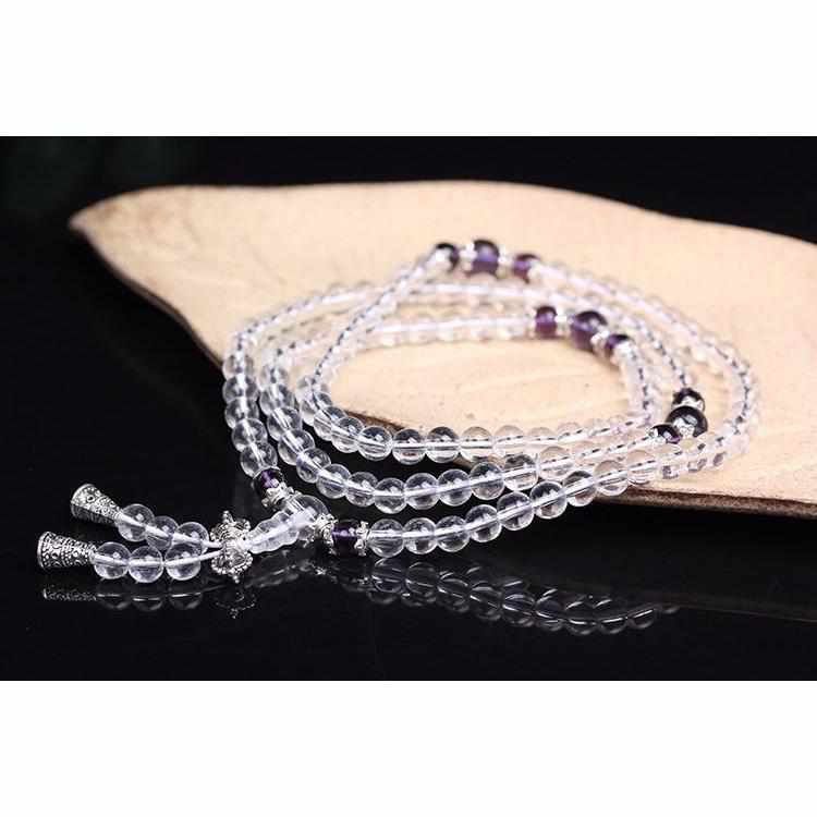Mala Tibétain en Cristal Blanc- Collier Méditation -Sagesse & Sérénité-bracelet mala-5-Top Zen-bijoux zen
