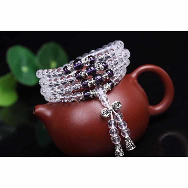 Mala Tibétain en Cristal Blanc- Collier Méditation -Sagesse & Sérénité-bracelet mala-6-Top Zen-bijoux zen