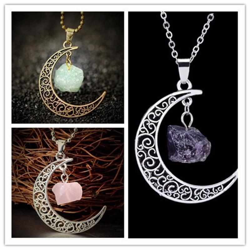 Pendentif "Croissant de Lune" en Pierres Naturelles