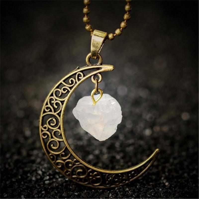 Pendentif "Croissant de Lune" Pierres Naturelles 