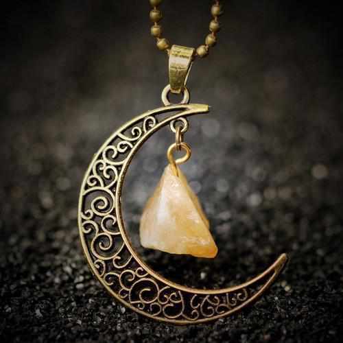 Pendentif "Croissant de Lune" et Citrine or