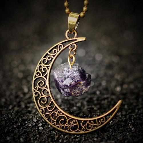 Pendentif "Croissant de Lune" et Améthyste OR