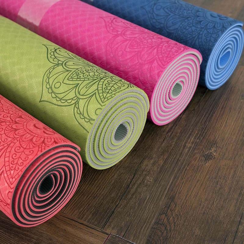 Tapis De Yoga TPE Antidérapant - 6mm- Mandala Om - 4 Couleurs