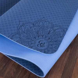 Tapis De Yoga TPE Anti-Dérapant - 6mm- Mandala Om - bleu