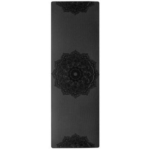 Tapis de yoga TPE 6mm antidérapant + Sangle - en Noir 