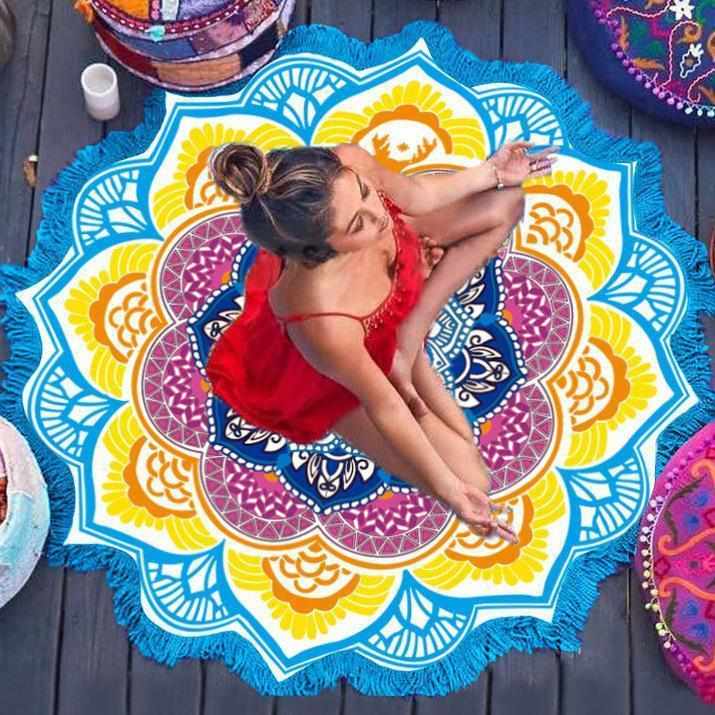 Tissu De Plage/Tapis De Yoga - Mandala Rond - Disponible en 6 Modèles