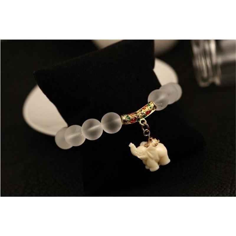 Bracelet Zen en Cristal Eléphant - Bijou Spirituel "argent antique" 