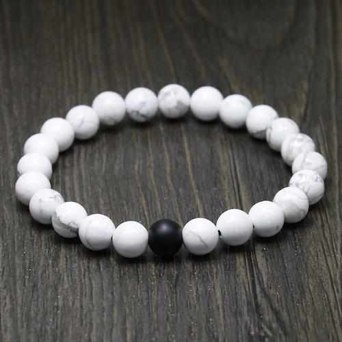 Bracelet Zen Pierres Onyx Blanc