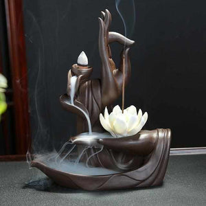 Brûleur d’encens Main de Bouddha en Céramique 