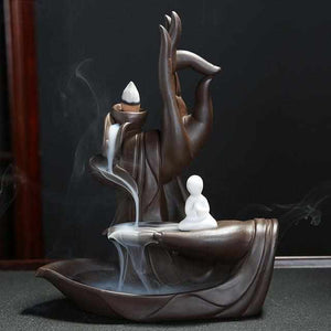Brûleur d’encens Main de Bouddha en Céramique – déco zen
