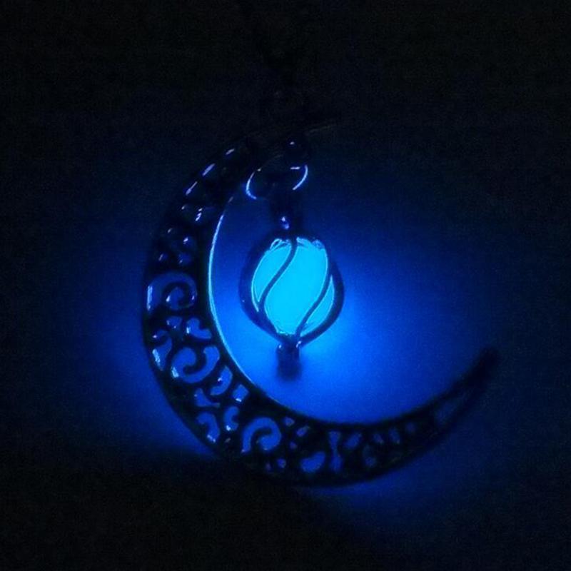 Collier Lumineux Croissant de Lune - Bleu 
