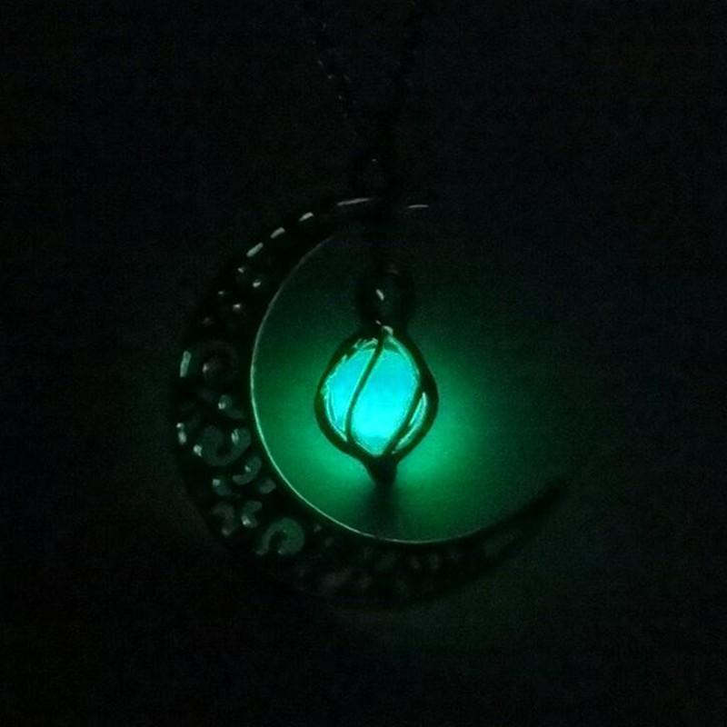 Collier Lumineux Croissant de Lune - Vert