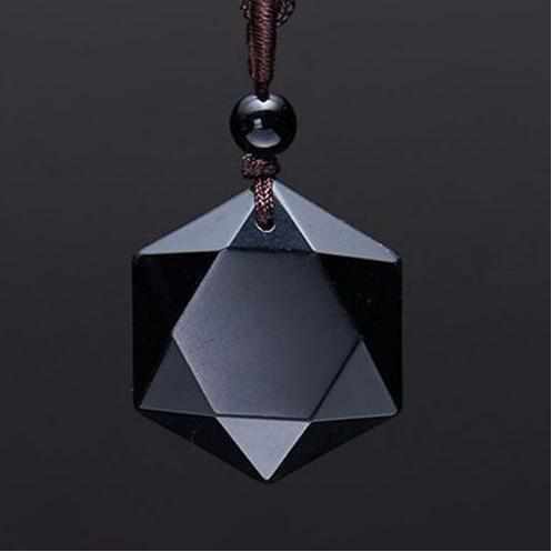 Collier Pendentif Etoile - collier en obsidienne noire