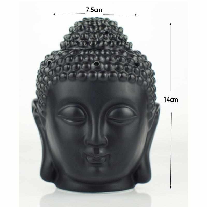 Brûleurs À Huiles Essentielles Tête de Bouddha en noir