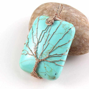 Pendentif Pierre Naturelle Améthyste & Arbre de Vie - Bijou zen-pendentifs pierres naturelles arbre de vie-4-Turquoise-Top Zen-bijoux zen