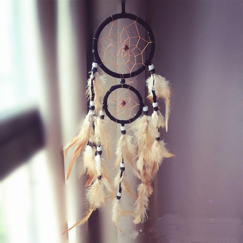 Attrape Rêves en Plumes de Décoration Vintage - noir