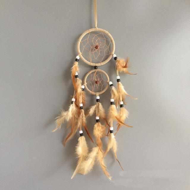 Attrape Rêves en Plumes de Décoration Vintage - creme