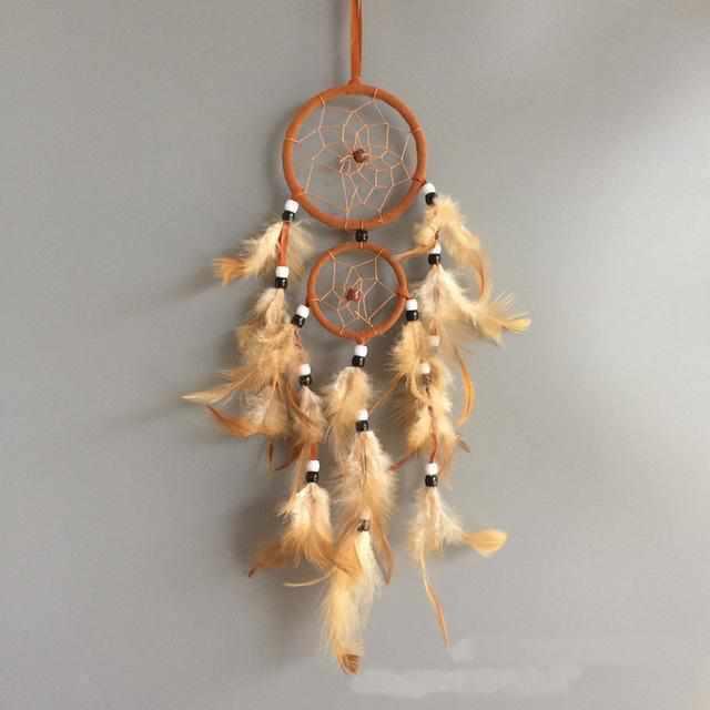 Attrape Rêves -  Plumes de Décoration Vintage - jaune