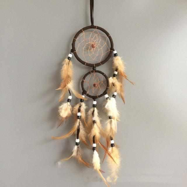 Attrape Rêves en Plumes de Décoration Vintage - marron