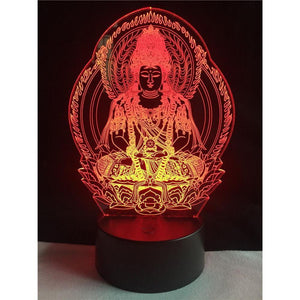 Veilleuse LED 3D Multicolore – Lampe Bouddha en 7 Couleurs